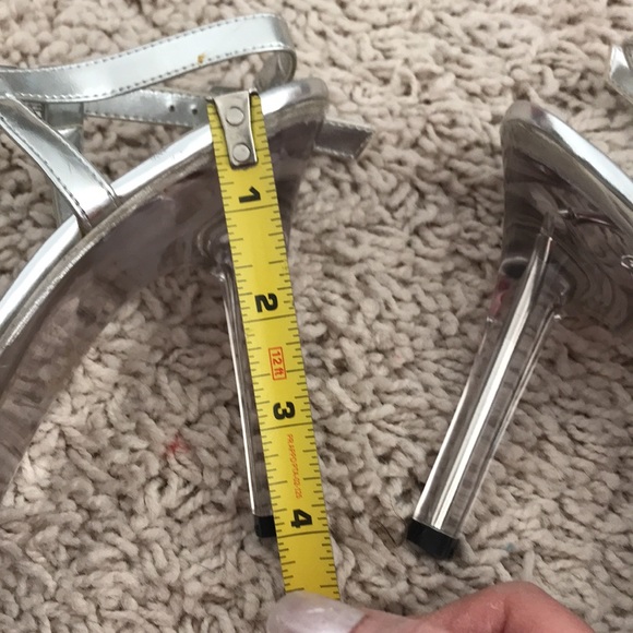 Silver mirrored wrap around,  open toe and heel sandal heels - Picture 8 of 8